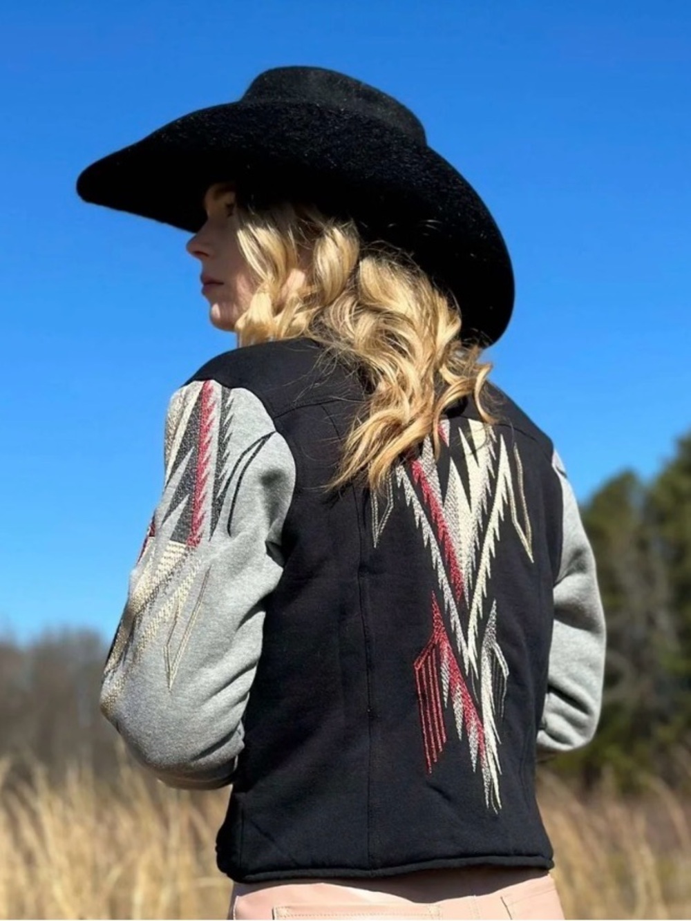 Ariat Black Gray Embroidered Chimayo Button Up Jacket